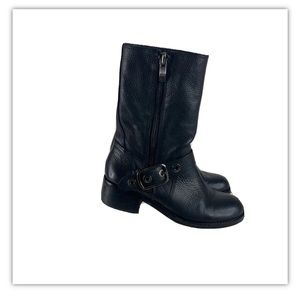 Vince Camuto Walt Black Leather Biker Boots Studded Hidden Gems Womens Size 8